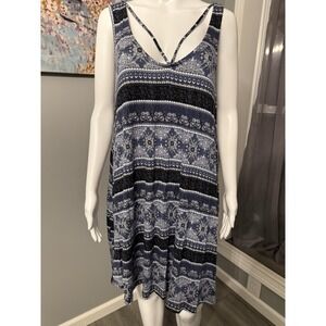 Rue 21 Blue Paisley Sun Dress Sz XL Strappy Summer Beach Girly Festival Flowy